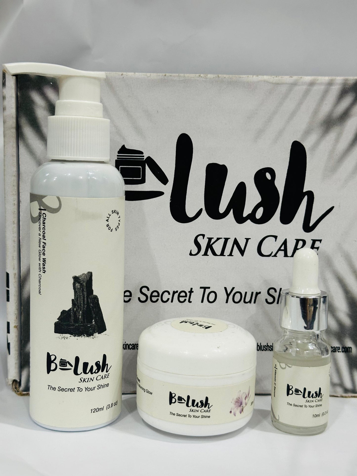 Blush skincare Night Whitening Cream & Charcoal whitening Facewash & Serum
