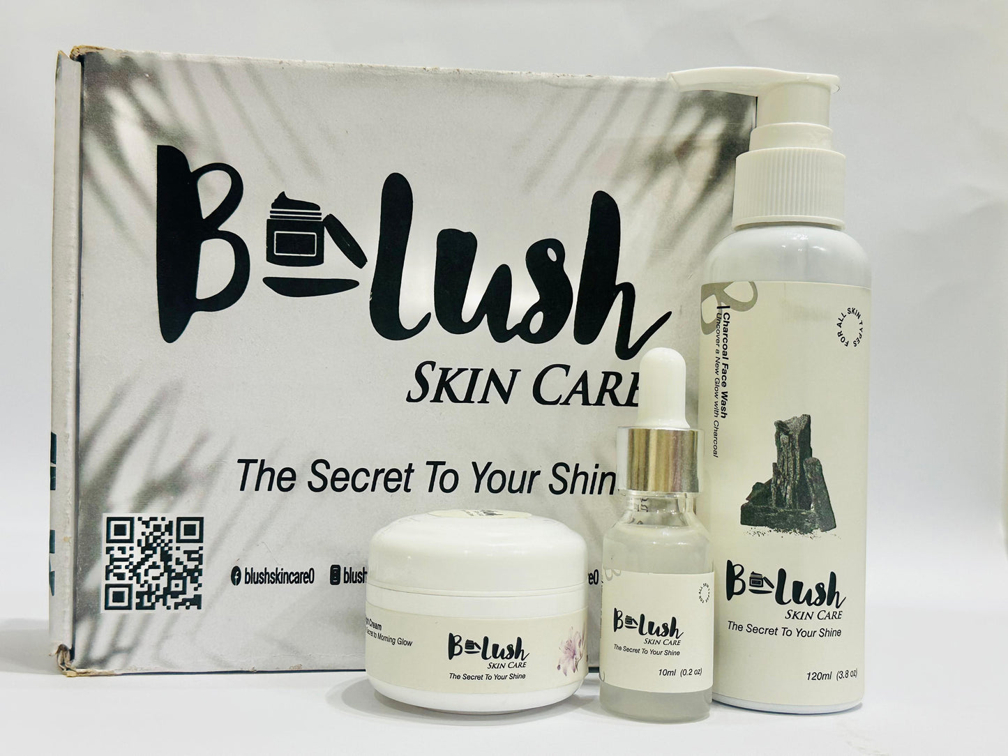 Blush skincare Night Whitening Cream & Charcoal whitening Facewash & Serum